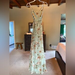 Lulu's Sage Green Floral Dress